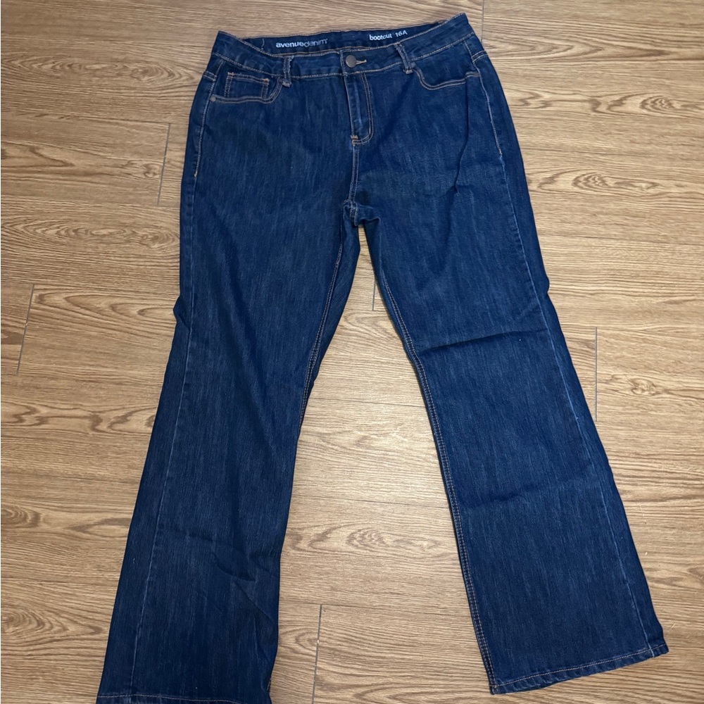 Avenue Dark Blue Wide Leg Jeans